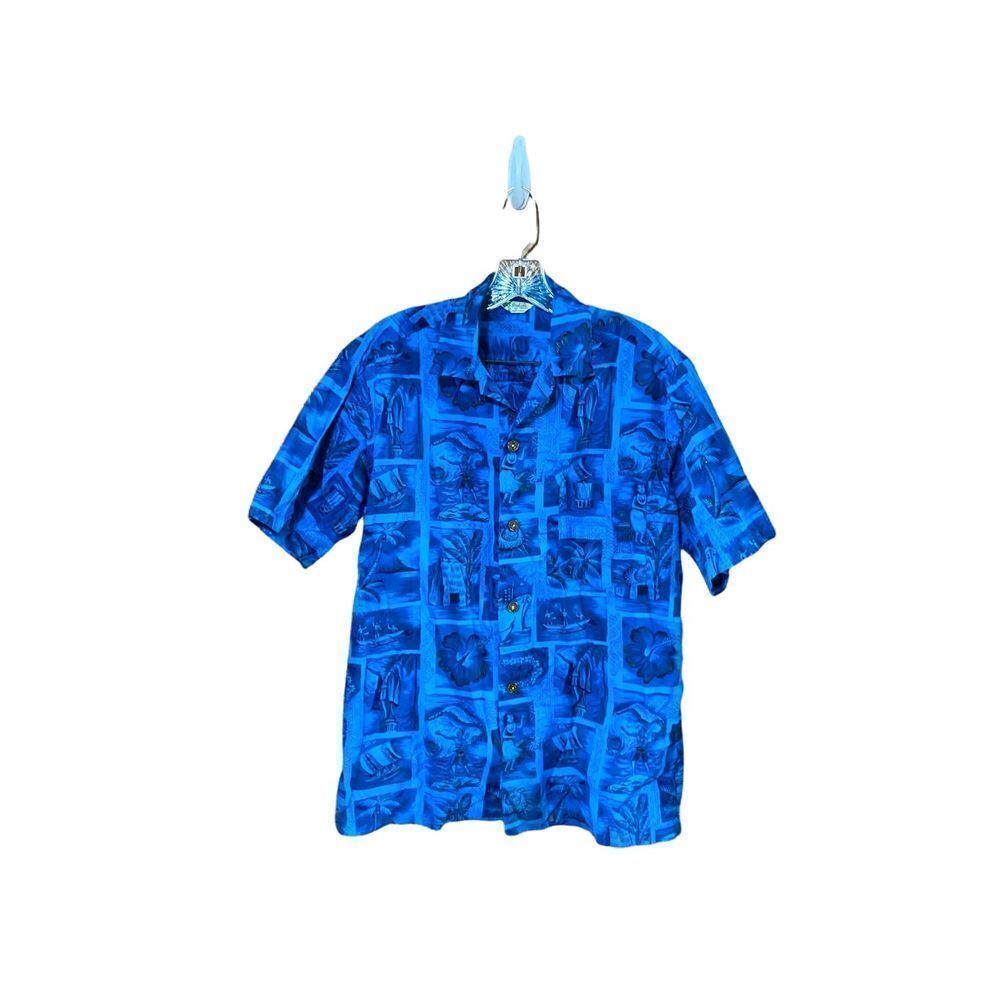 𝅺MENS vintage Hookano Hawaiian button up short sleeve shirt size M